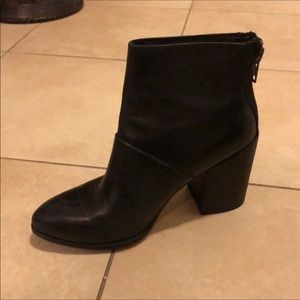 Aldo black leather block heel ankle boot